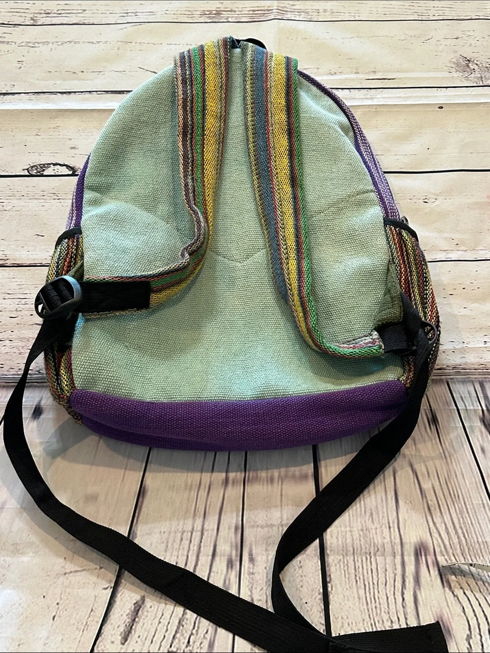 Himalayan Hemp Turquoise & Brown Woven Backpack